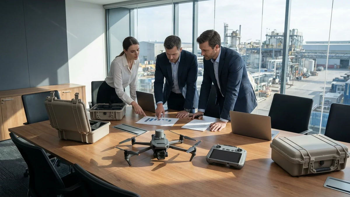 DJI Mavic 3 Enterprise mission requirements reviewed at a procurement table
