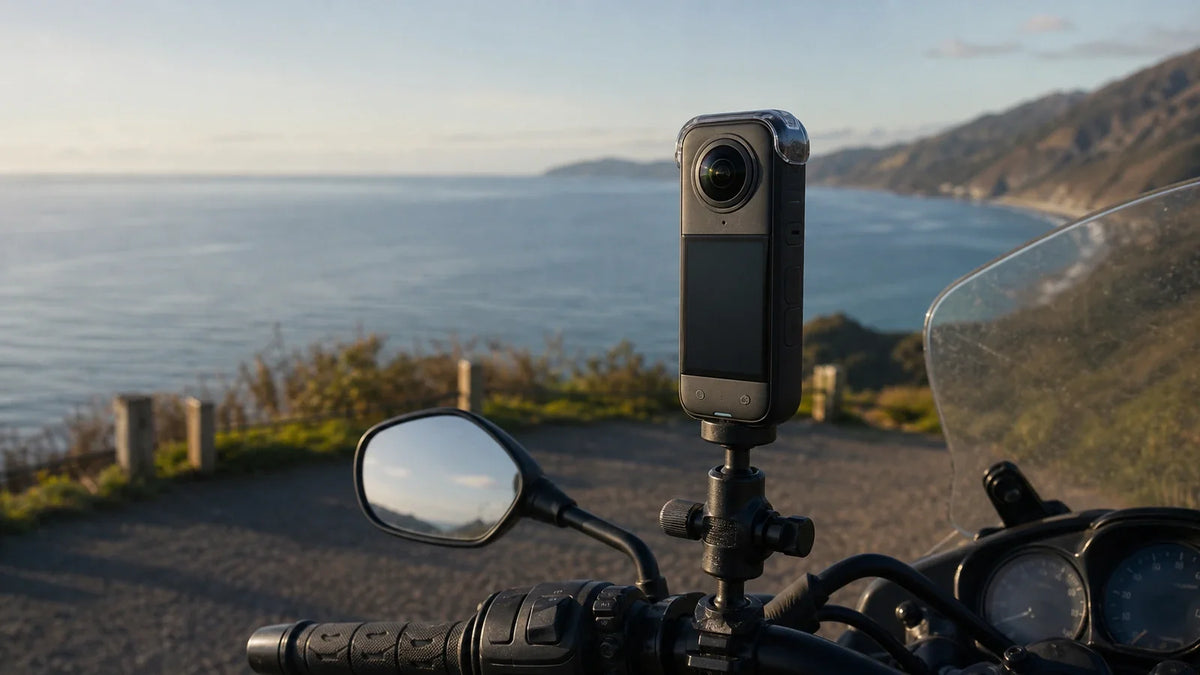 Insta360 X4 mounted for a premium coastal 360 capture and evidence review
