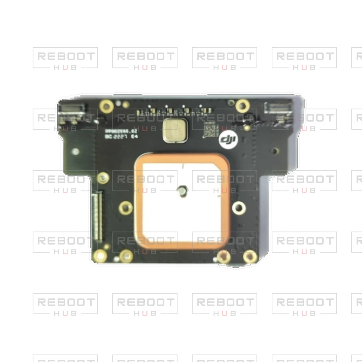 OEM-pulled DJI Air 2S GPS and IMU Module on white with Reboot Hub watermark overlay — source view 4