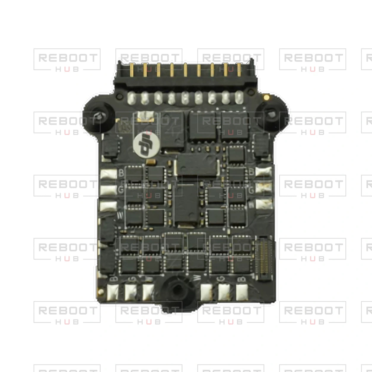 OEM-pulled DJI Air 3S ESC Board on white with Reboot Hub watermark overlay — source view 3