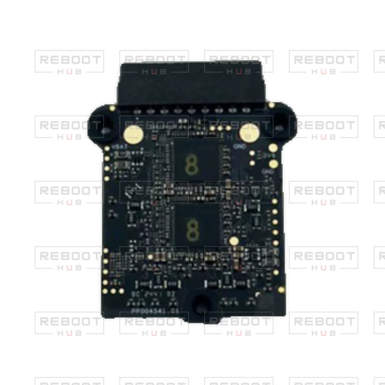 OEM-pulled DJI Air 3S ESC Board on white with Reboot Hub watermark overlay — source view 4