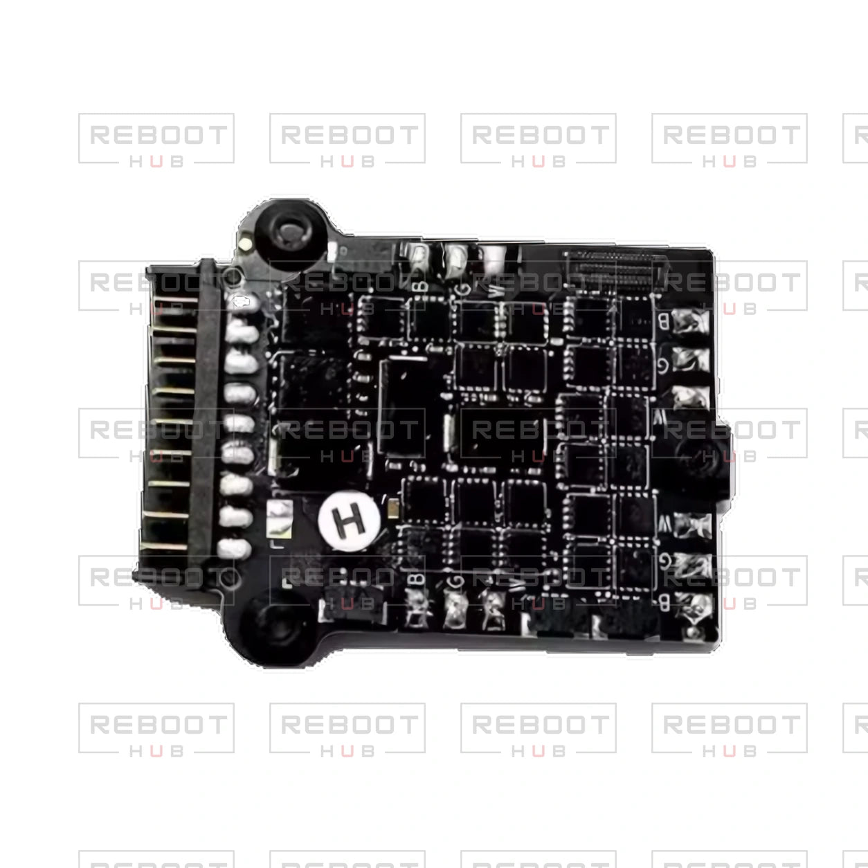 OEM-pulled DJI Air 3S ESC Board on white with Reboot Hub watermark overlay — source view 5