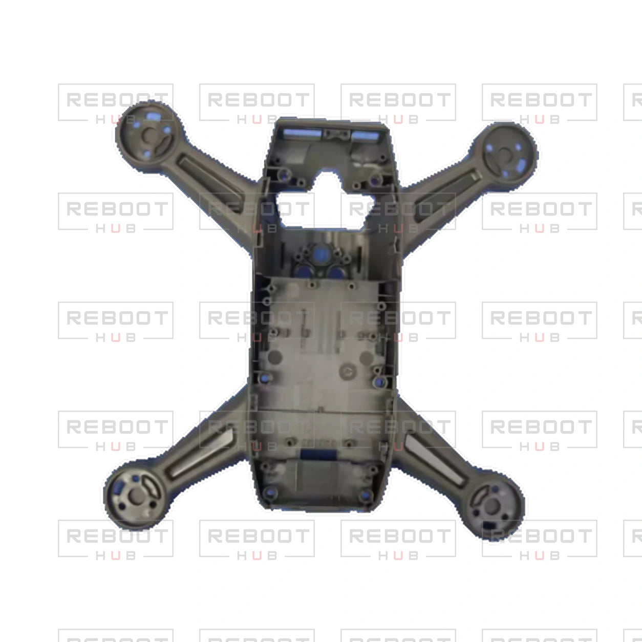 OEM-pulled DJI Spark Middle Frame on white with Reboot Hub watermark overlay — source view 2