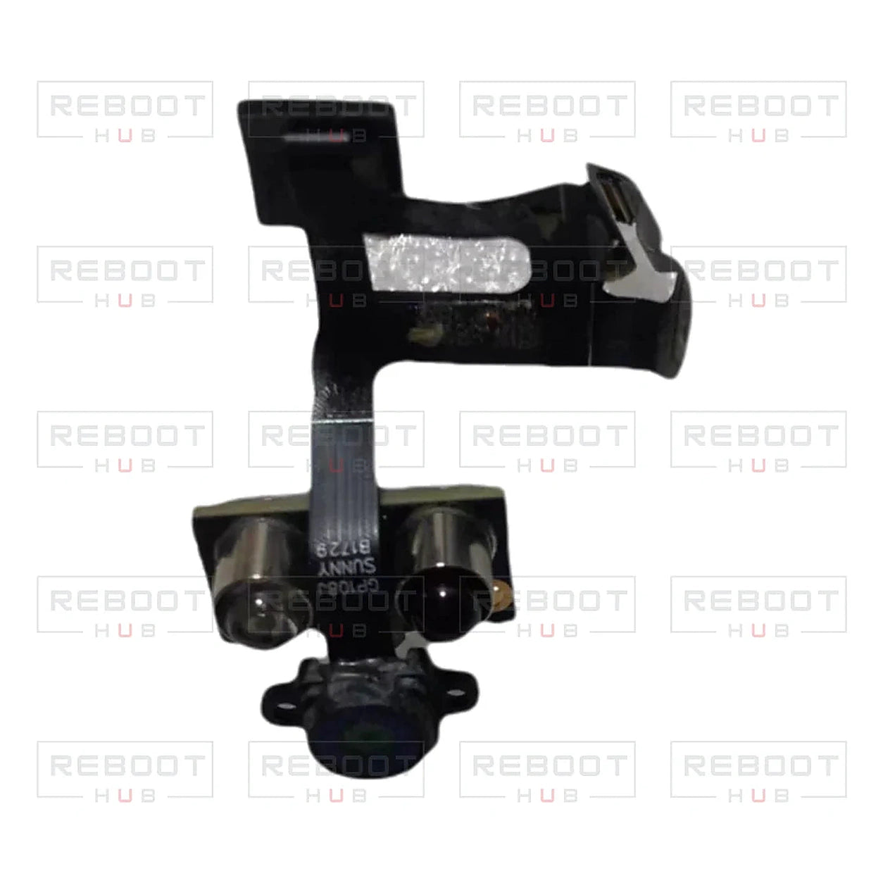 DJI Spark Downward Vision System Module close detail view on white with Reboot Hub watermark overlay