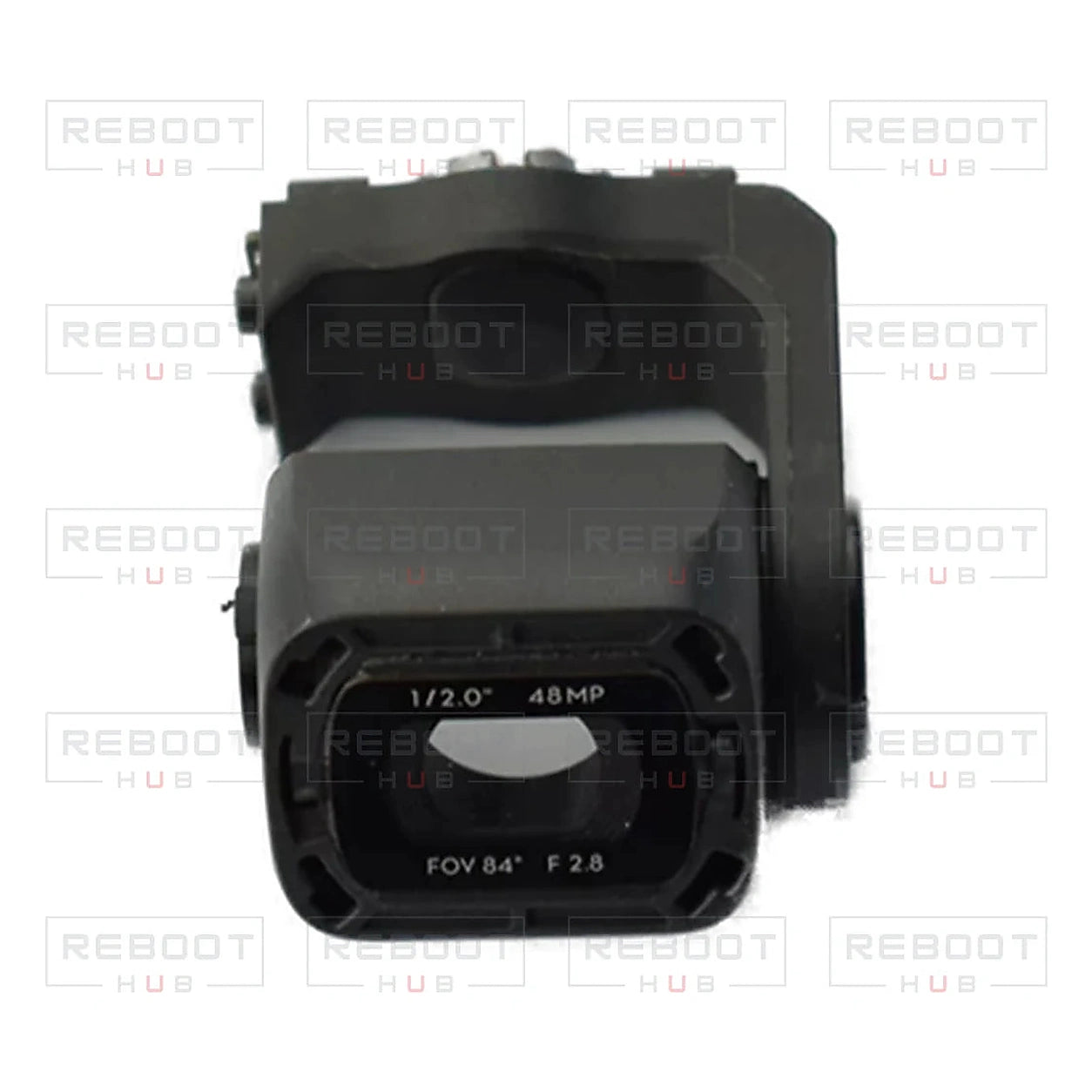 DJI Mavic Air 2 Gimbal Roll Arm with Camera Frame close detail view on white with Reboot Hub watermark overlay