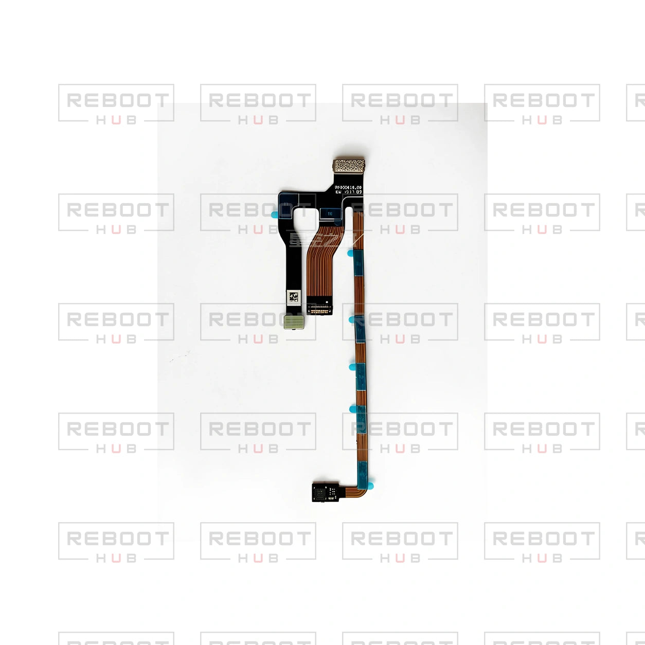 OEM-pulled DJI Mini 2 3-in-1 Flexible Flat Cable on white with Reboot Hub watermark overlay — view 1
