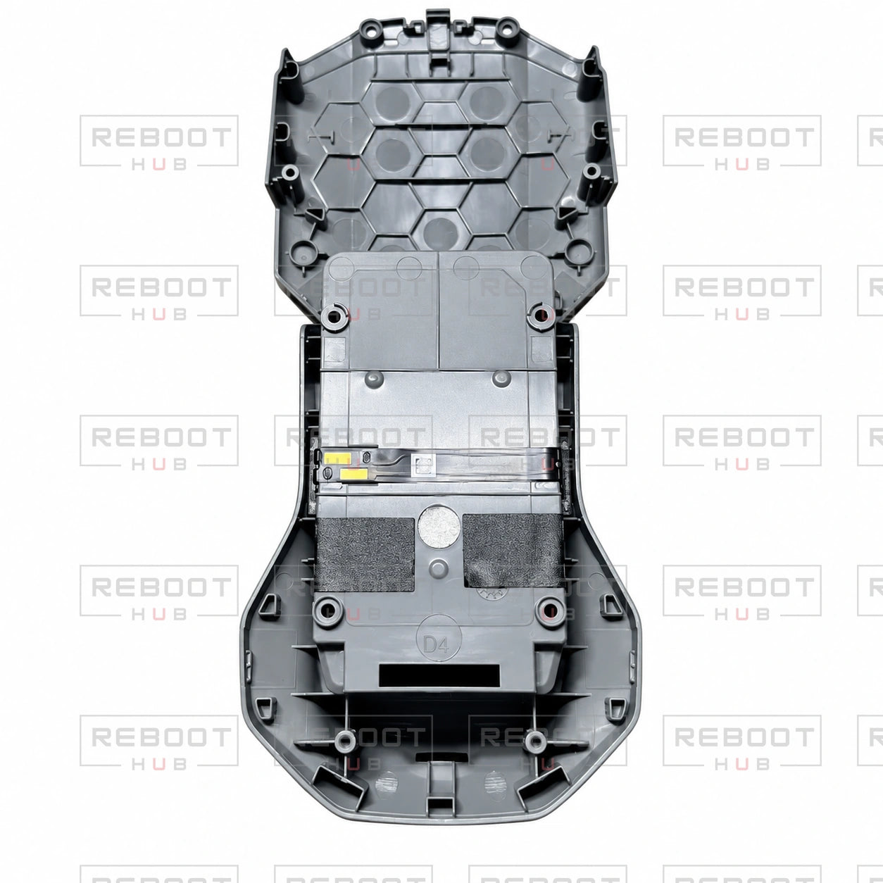 OEM-pulled DJI Air 2 Upper Shell on white with Reboot Hub watermark overlay — view 2