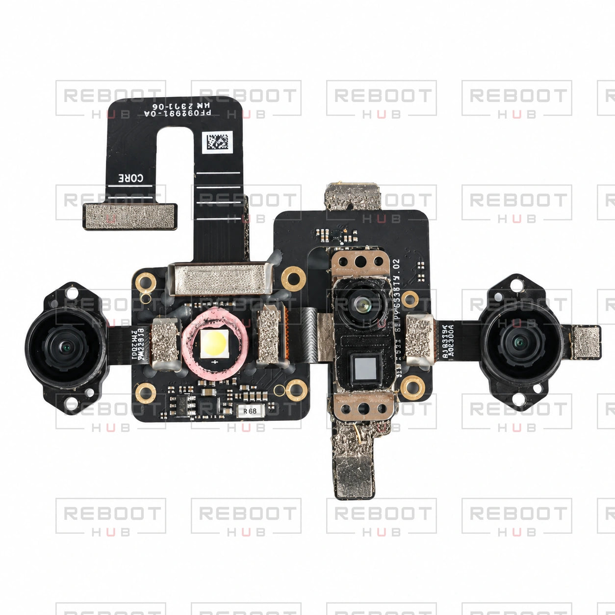 OEM-pulled DJI Air 3 Downward Vision Module on white with Reboot Hub watermark overlay — view 2