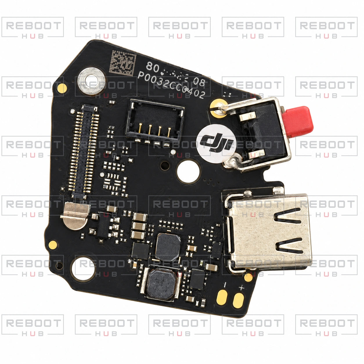 DJI Goggles Integra Power Module PP003266.02, front view, AI-assisted white-background image with full-frame Reboot Hub watermark