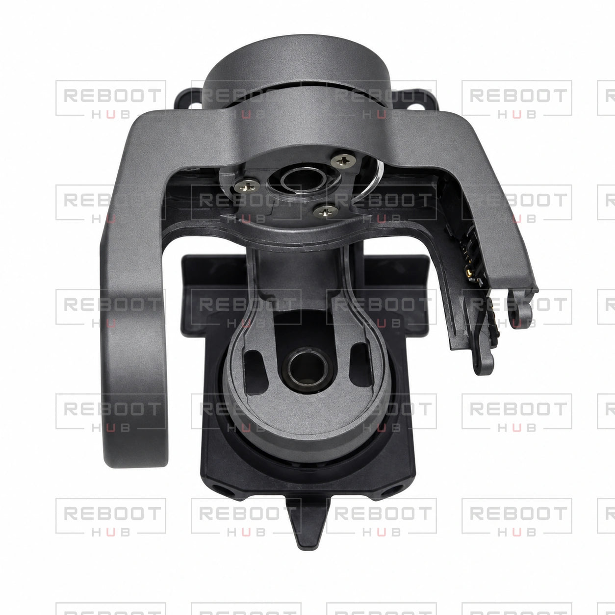 OEM-pulled DJI Air 2S Gimbal Arm Assembly without Pitch Motor or Camera Core on white with Reboot Hub watermark overlay