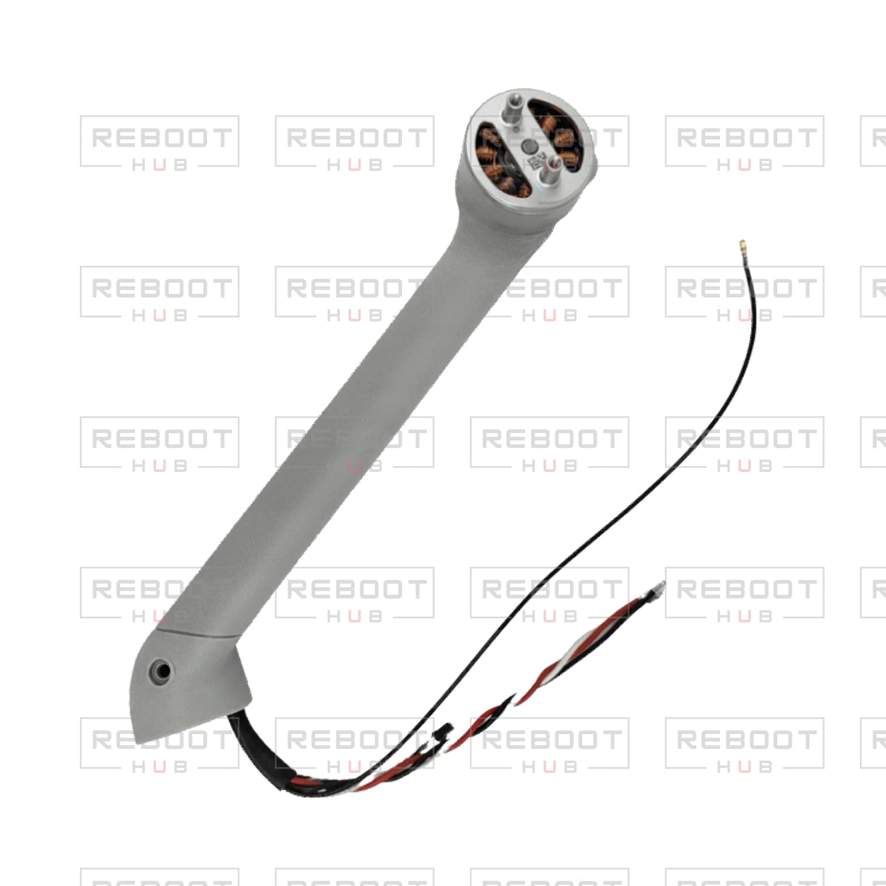 OEM-pulled DJI Mini 3 Pro Front Arm Left on white with Reboot Hub watermark overlay