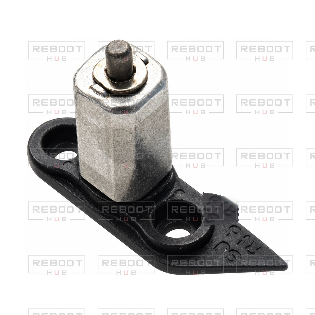 OEM-pulled DJI Mini 3 Pro Rear Arm Rotation Axis Right on white with Reboot Hub watermark overlay