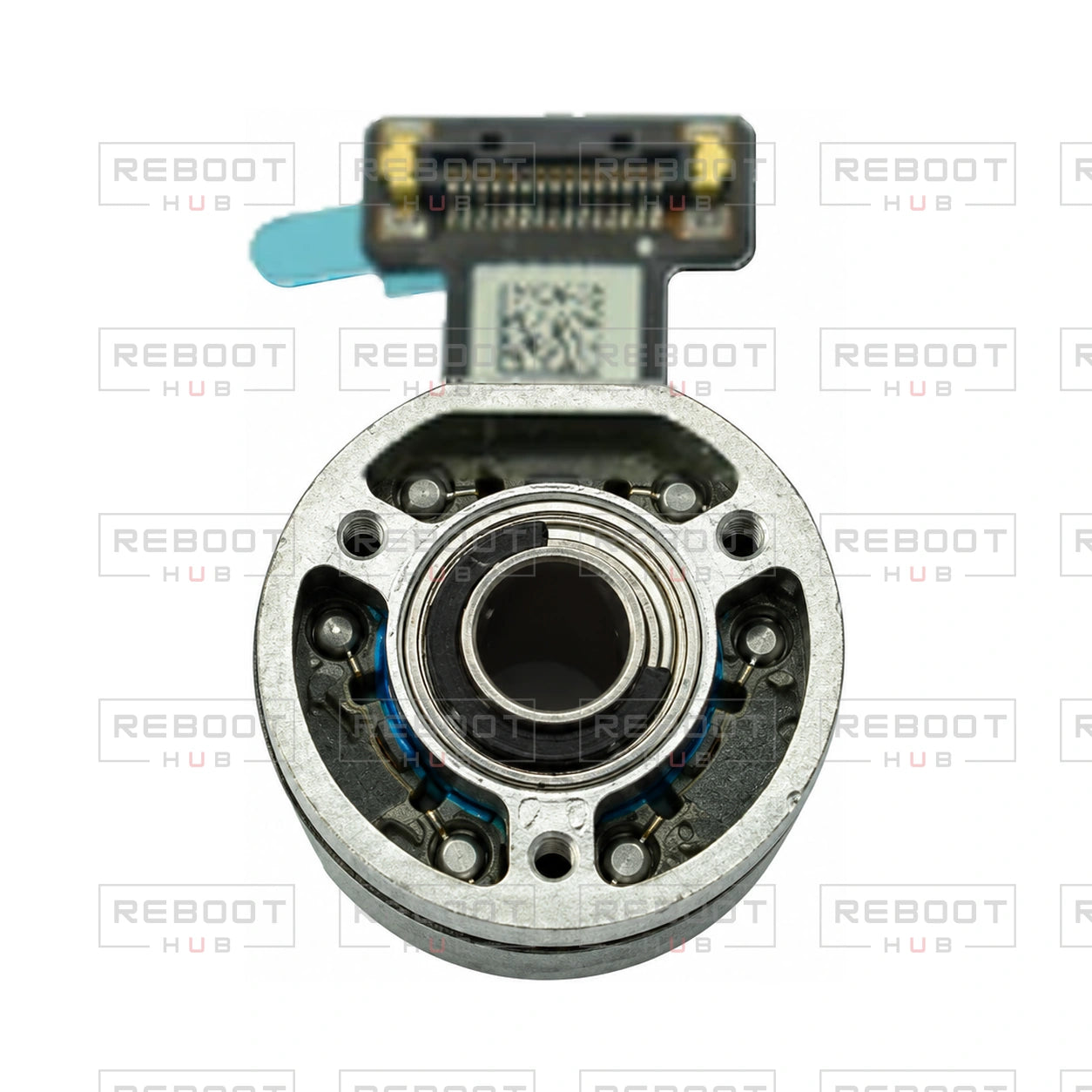 OEM-pulled DJI Mini 3 Gimbal Roll Motor on white with Reboot Hub watermark overlay