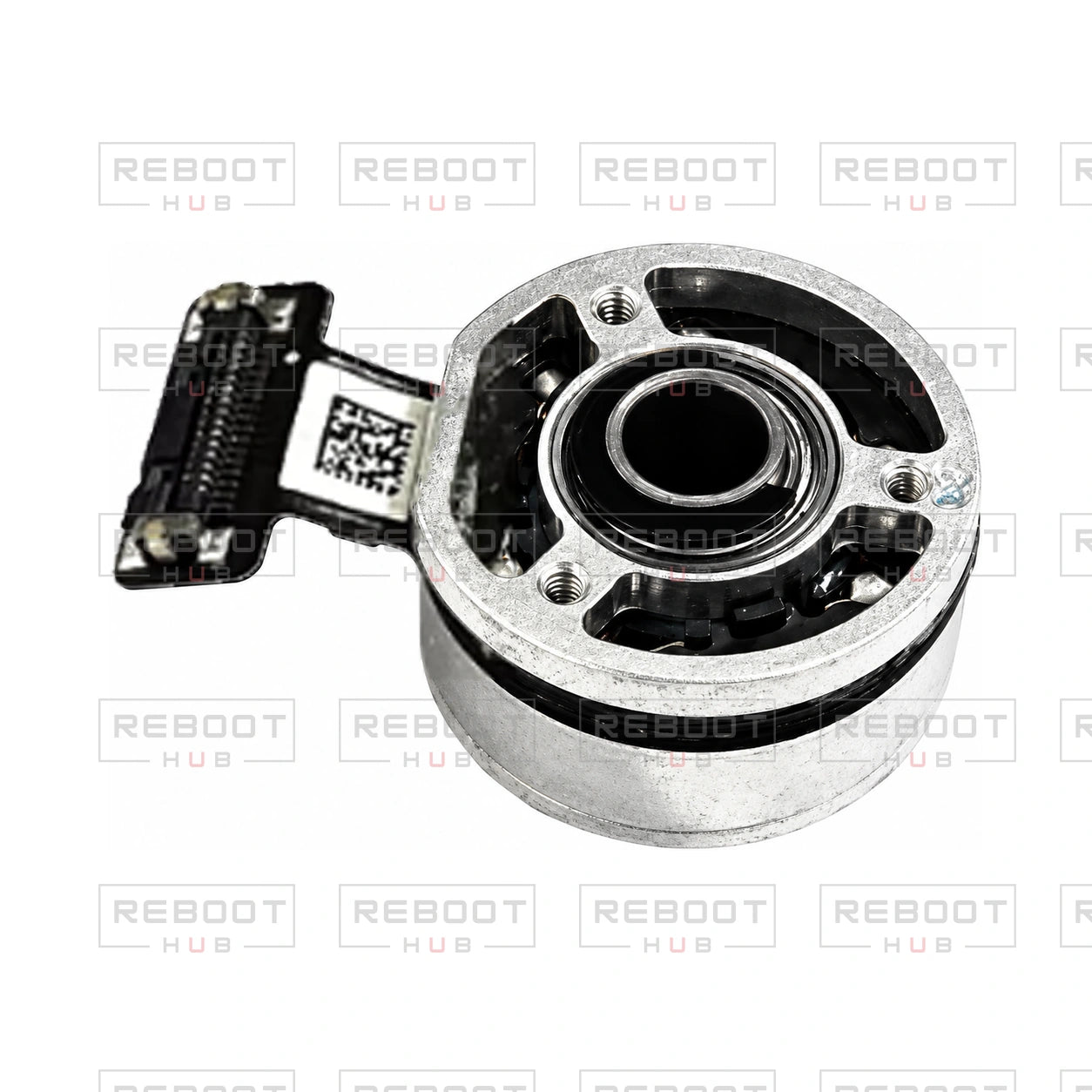 OEM-pulled DJI Mini 3 Gimbal Roll Motor on white with Reboot Hub watermark overlay