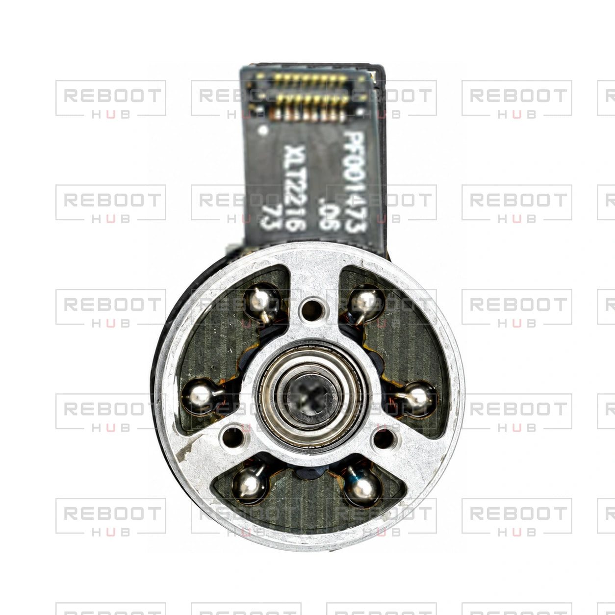 OEM-pulled DJI Mini 3 Pro Gimbal Pitch Motor on white with Reboot Hub watermark overlay