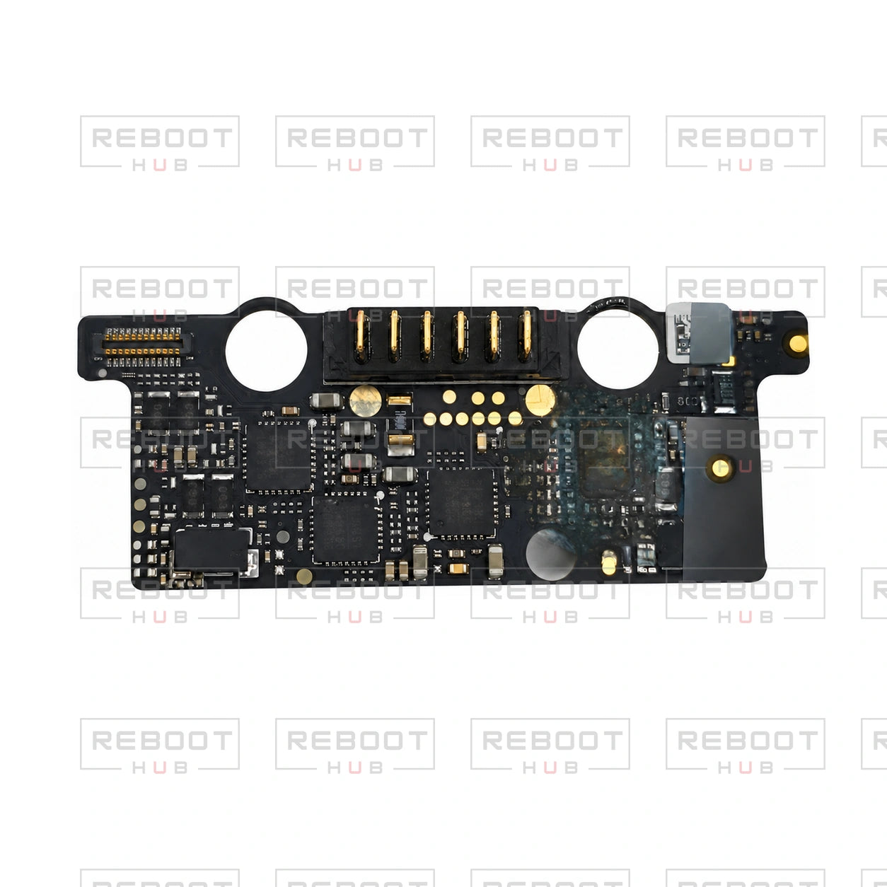 OEM-pulled DJI Mini 3 Pro ESC Board, reverse face on white with Reboot Hub watermark overlay