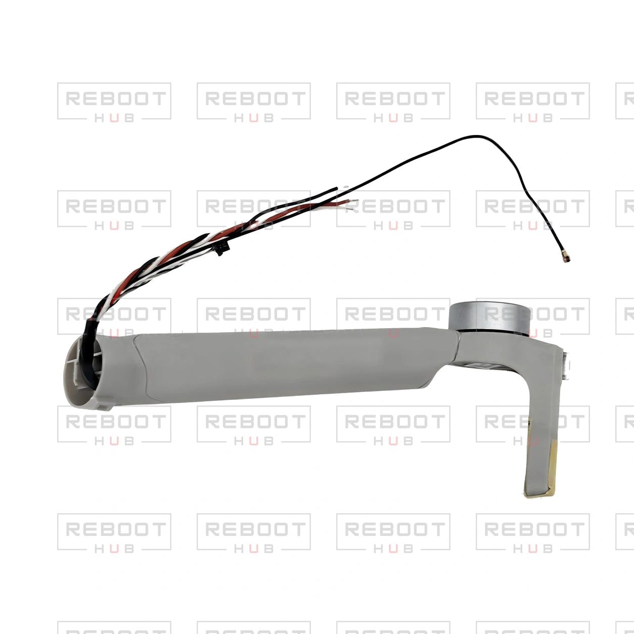 OEM-pulled DJI Mini 3 Front Arm Left on white with Reboot Hub watermark overlay