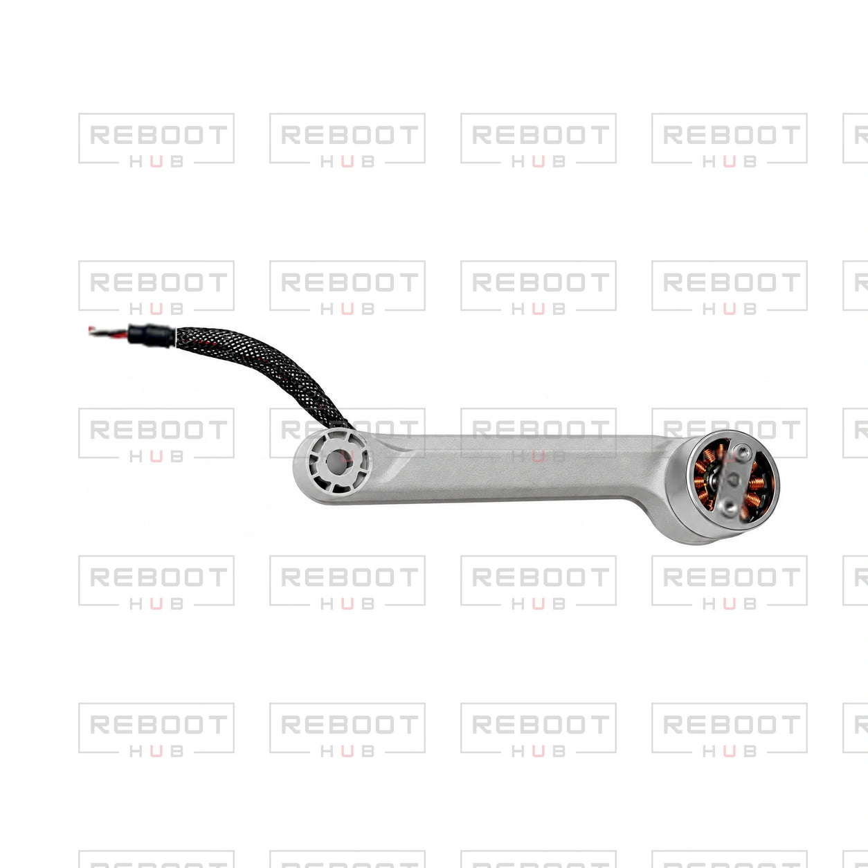 OEM-pulled DJI Mini 3 Rear Arm Right on white with Reboot Hub watermark overlay
