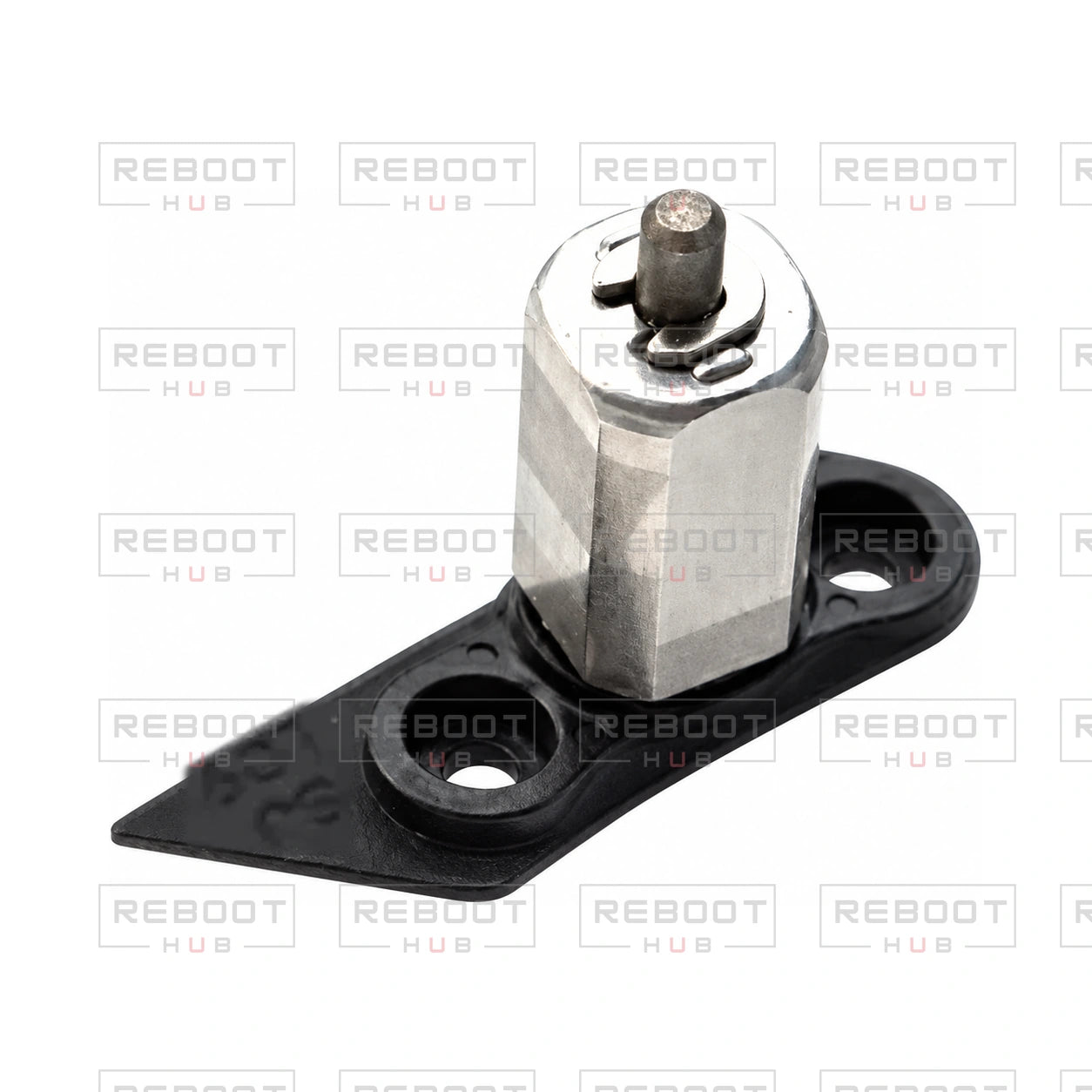 OEM-pulled DJI Mini 3 Rear Arm Rotation Axis Left on white with Reboot Hub watermark overlay