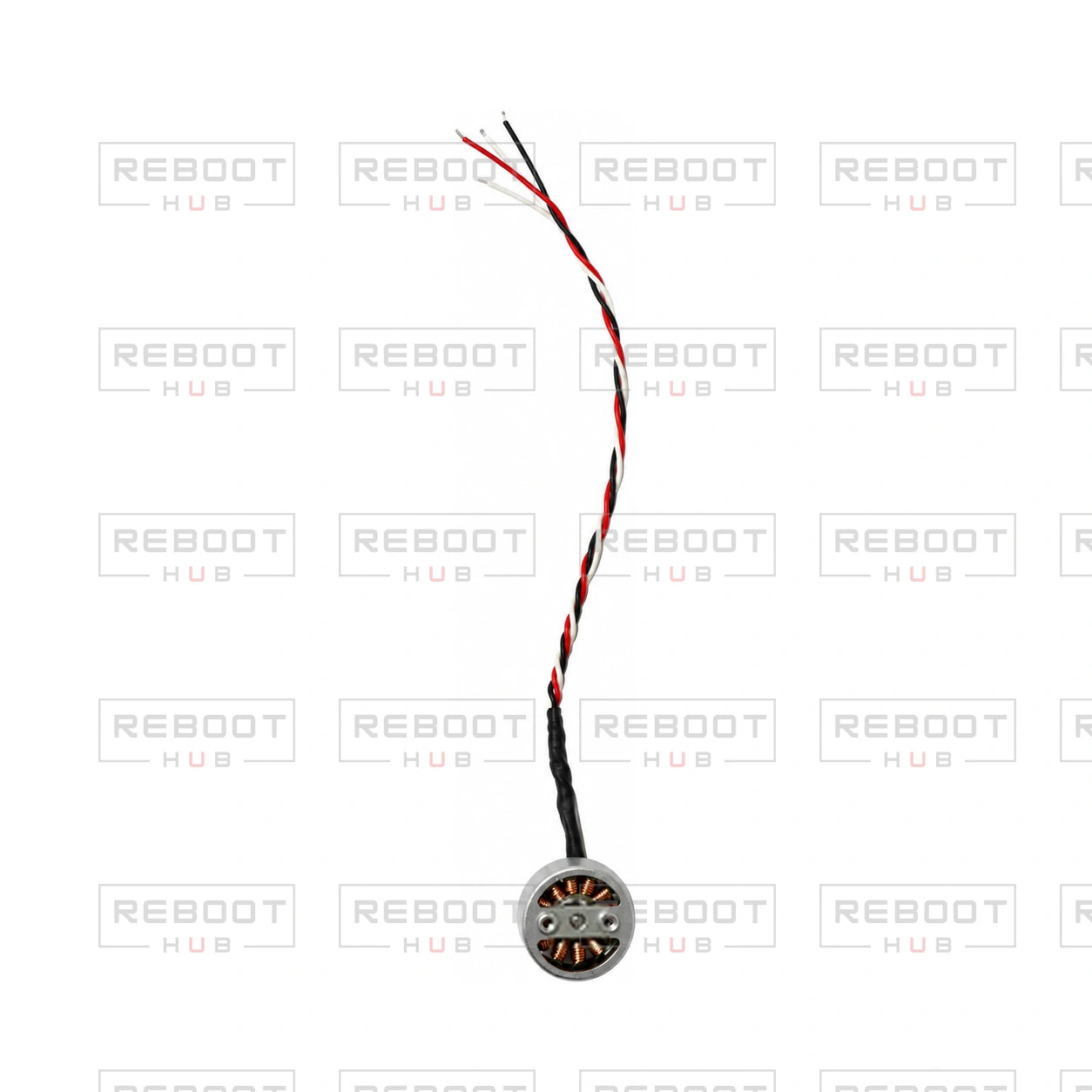 OEM-pulled DJI Mini 3 Arm Motor on white with Reboot Hub watermark overlay