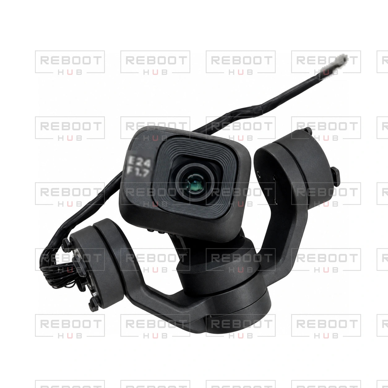OEM-pulled DJI Mini 3 Gimbal Camera Assembly on white with Reboot Hub watermark overlay