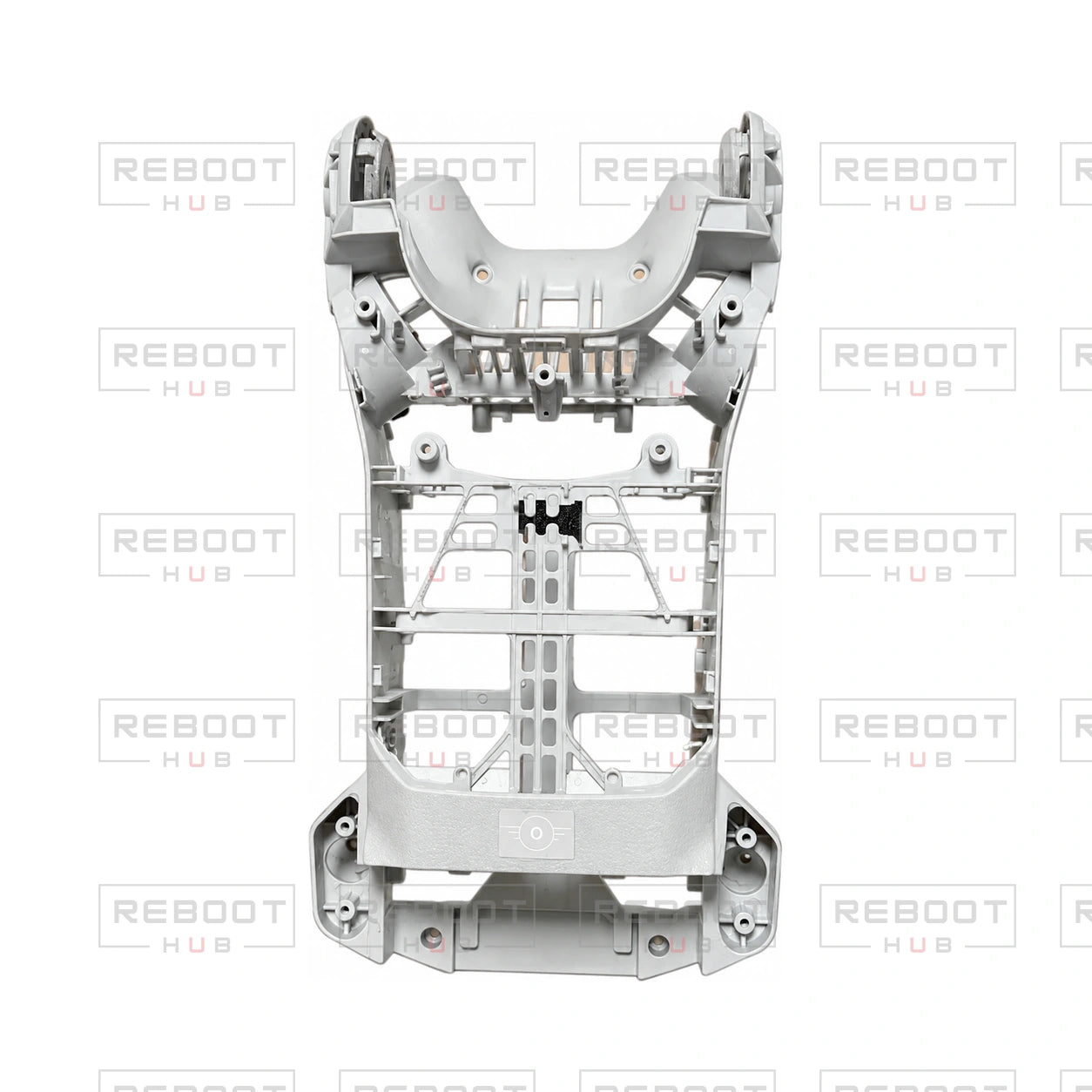 OEM-pulled DJI Mini 4 Pro Middle Frame on white with Reboot Hub watermark overlay