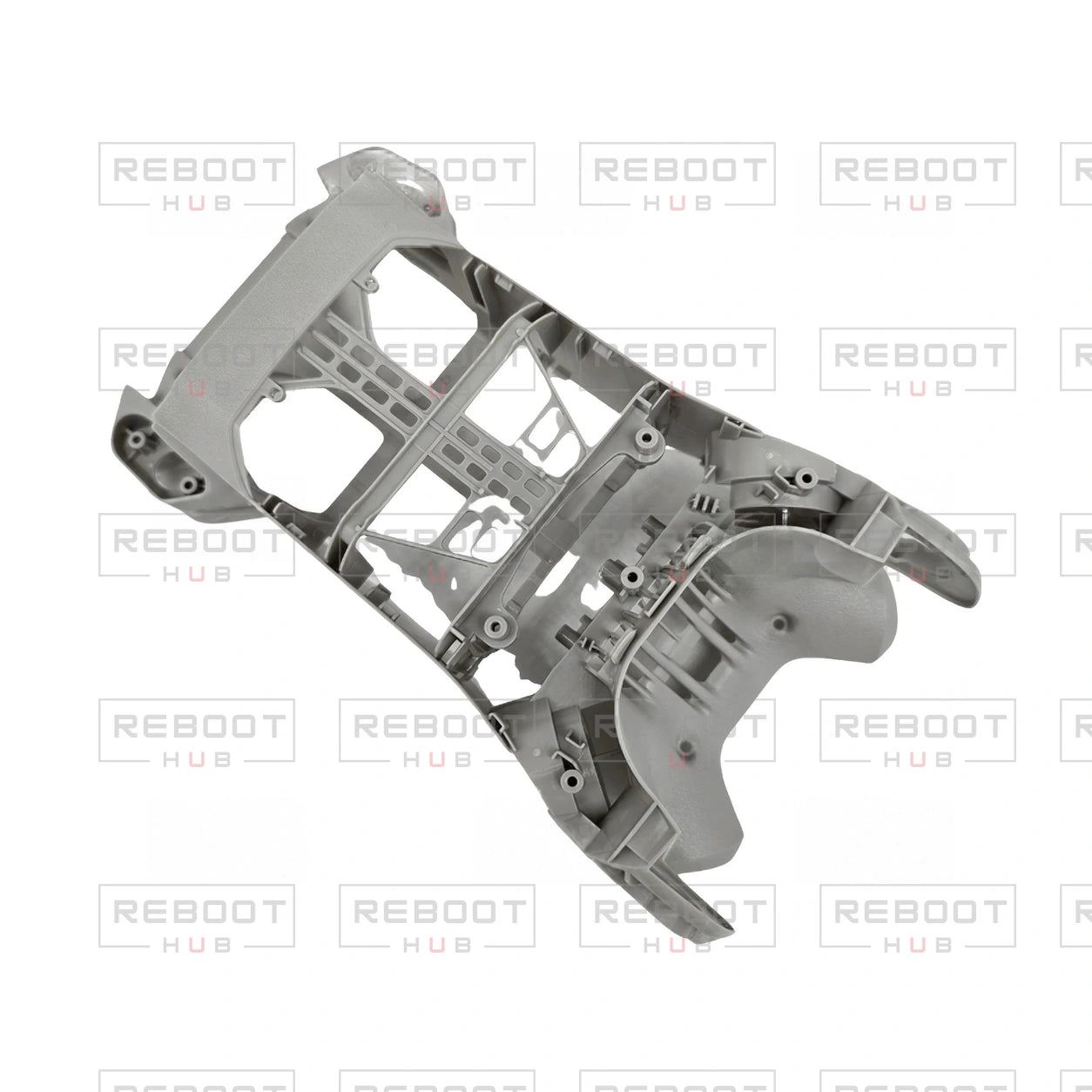 OEM-pulled DJI Mini 4 Pro Middle Frame on white with Reboot Hub watermark overlay
