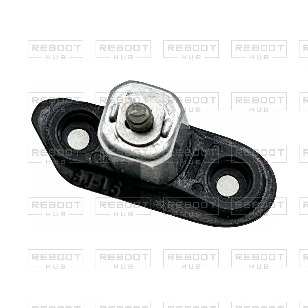 OEM-pulled DJI Mini 4 Pro Rear Arm Rotation Axis Left on white with Reboot Hub watermark overlay