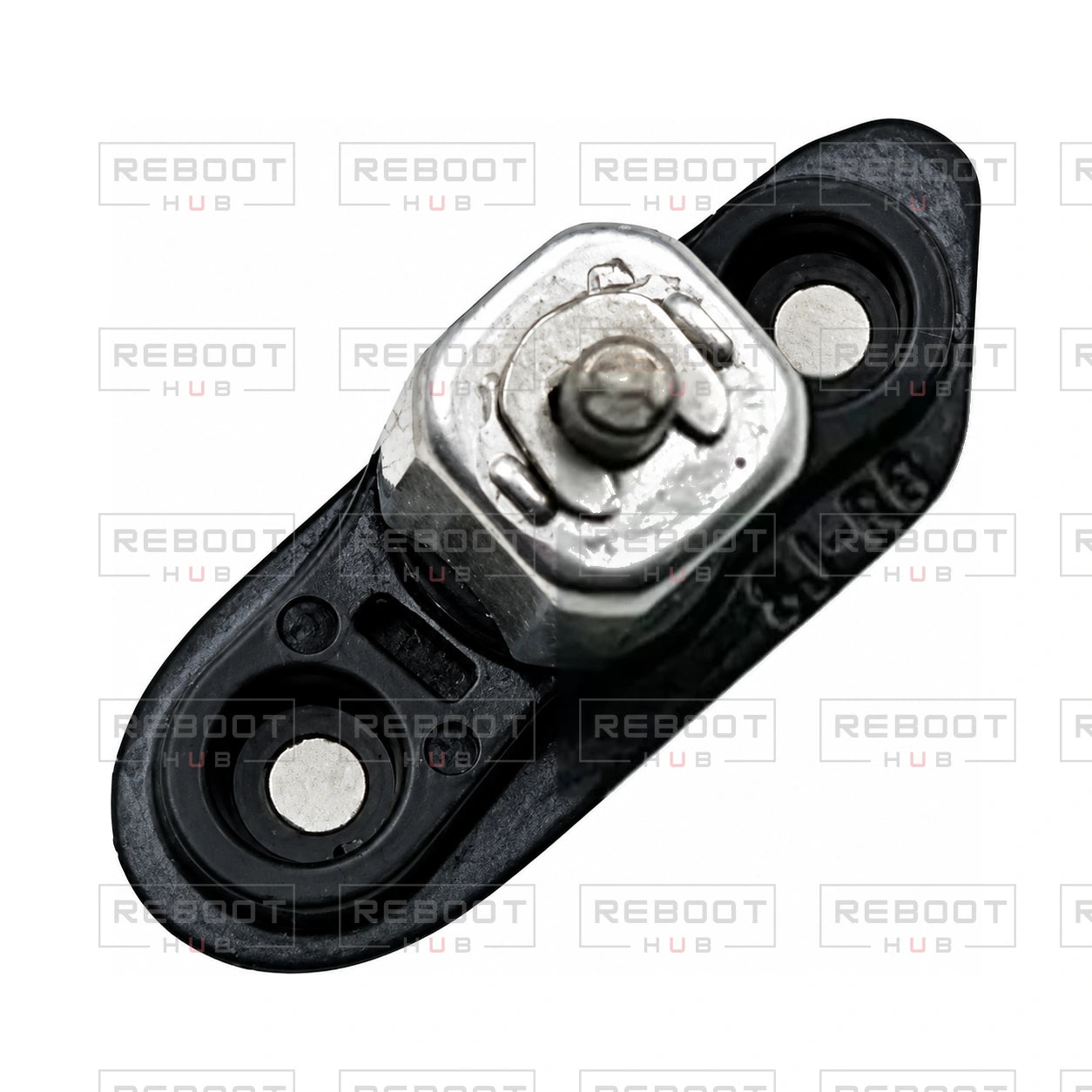 OEM-pulled DJI Mini 4 Pro Rear Arm Rotation Axis Left on white with Reboot Hub watermark overlay