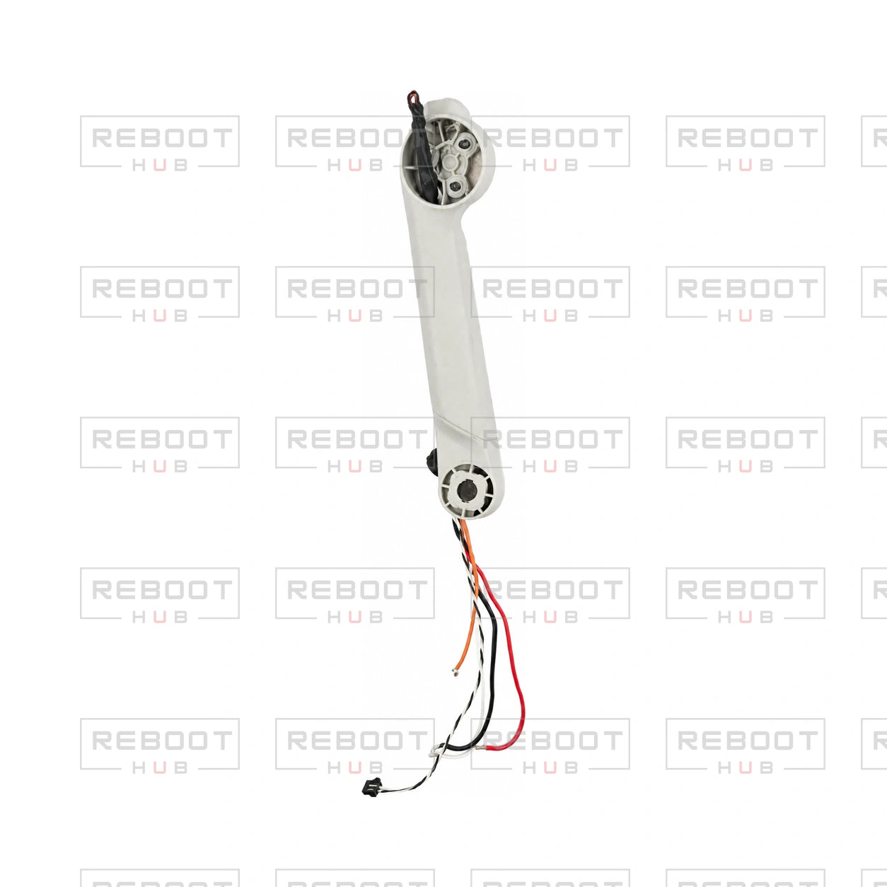 OEM-pulled DJI Mini 4 Pro Rear Arm Shell Right on white with Reboot Hub watermark overlay
