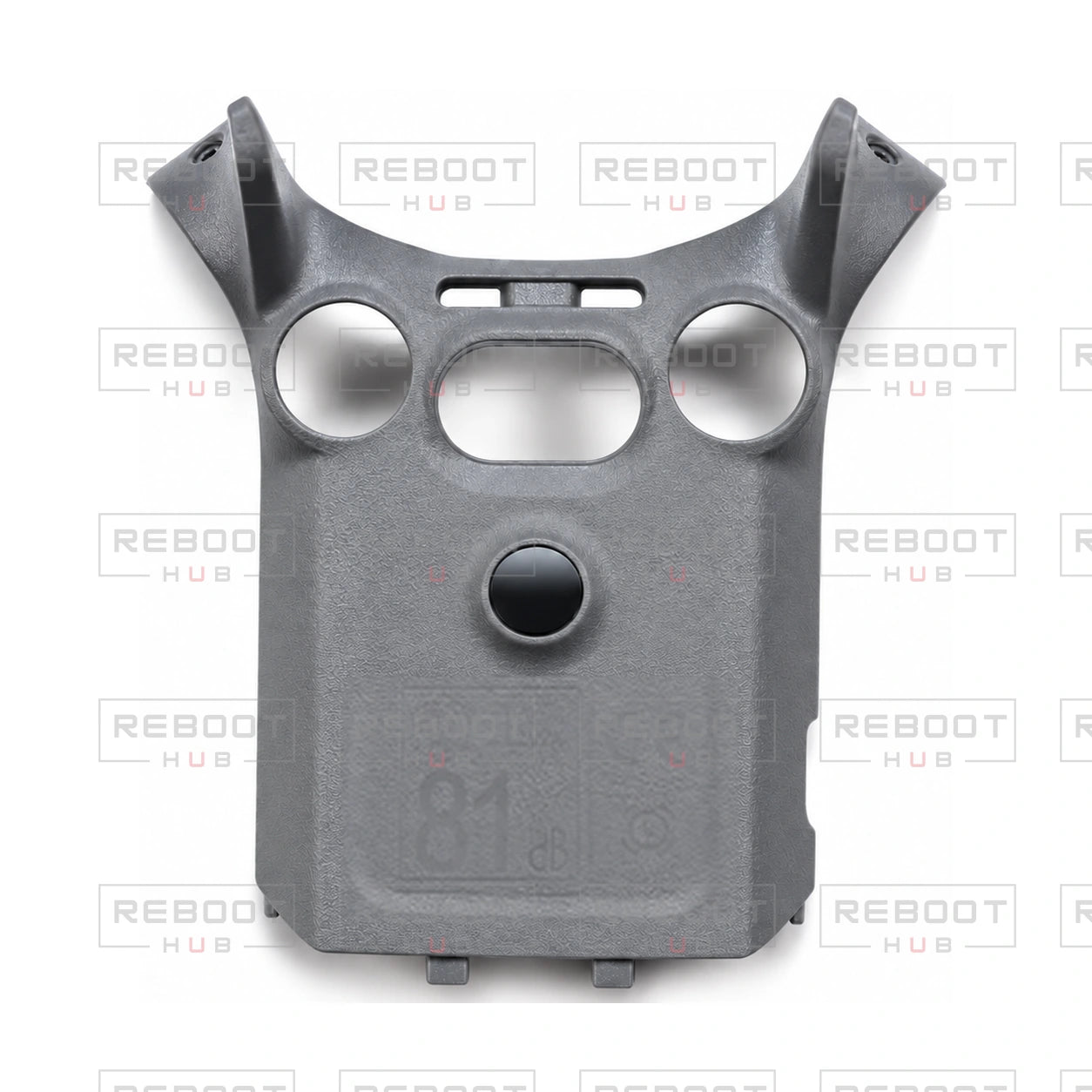 OEM-pulled DJI Mini 5 Pro Bottom Shell, full photographed face on white with Reboot Hub watermark overlay