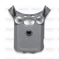 OEM-pulled DJI Mini 5 Pro Bottom Shell, full photographed face on white with Reboot Hub watermark overlay