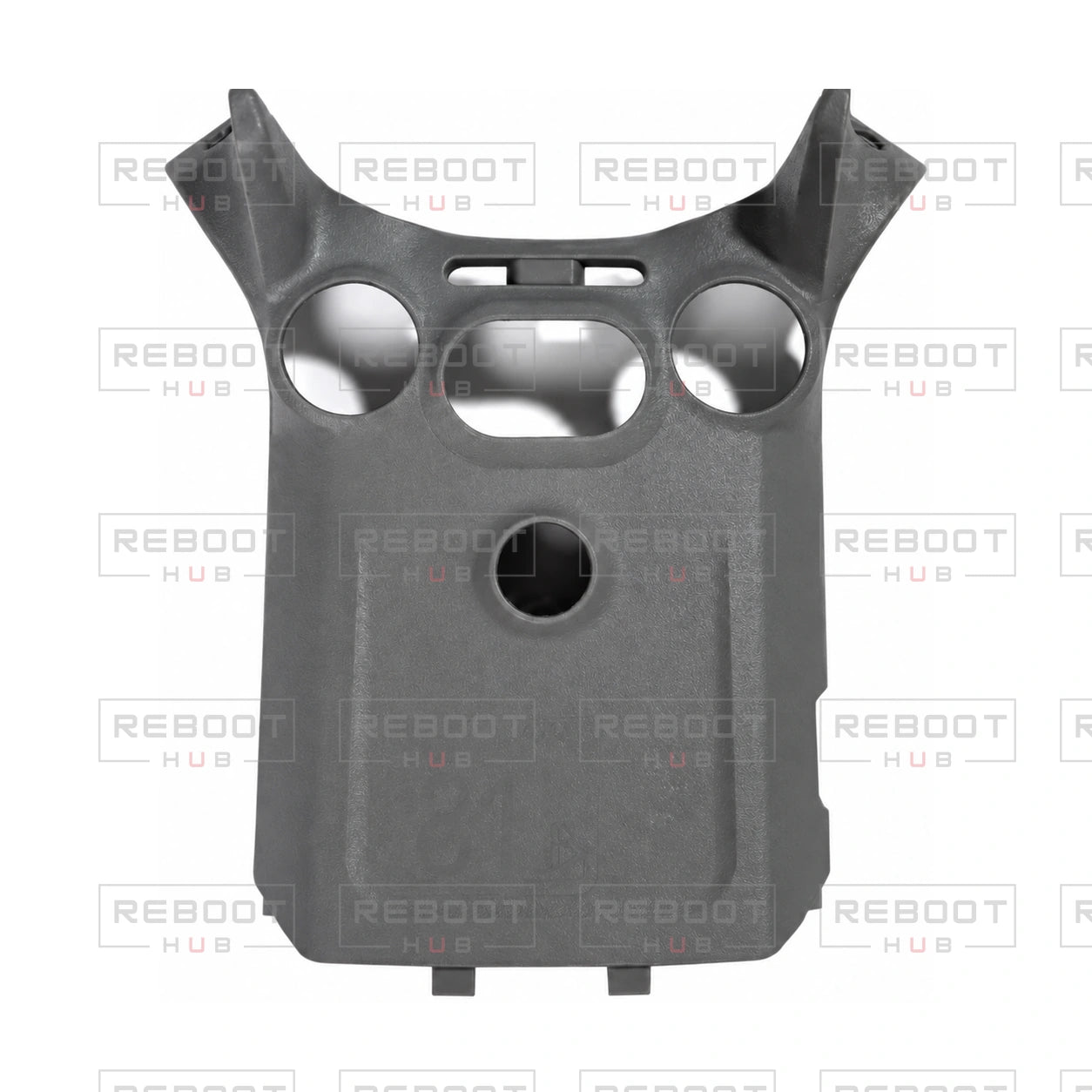 OEM-pulled DJI Mini 5 Pro Bottom Shell, second genuine view on white with Reboot Hub watermark overlay
