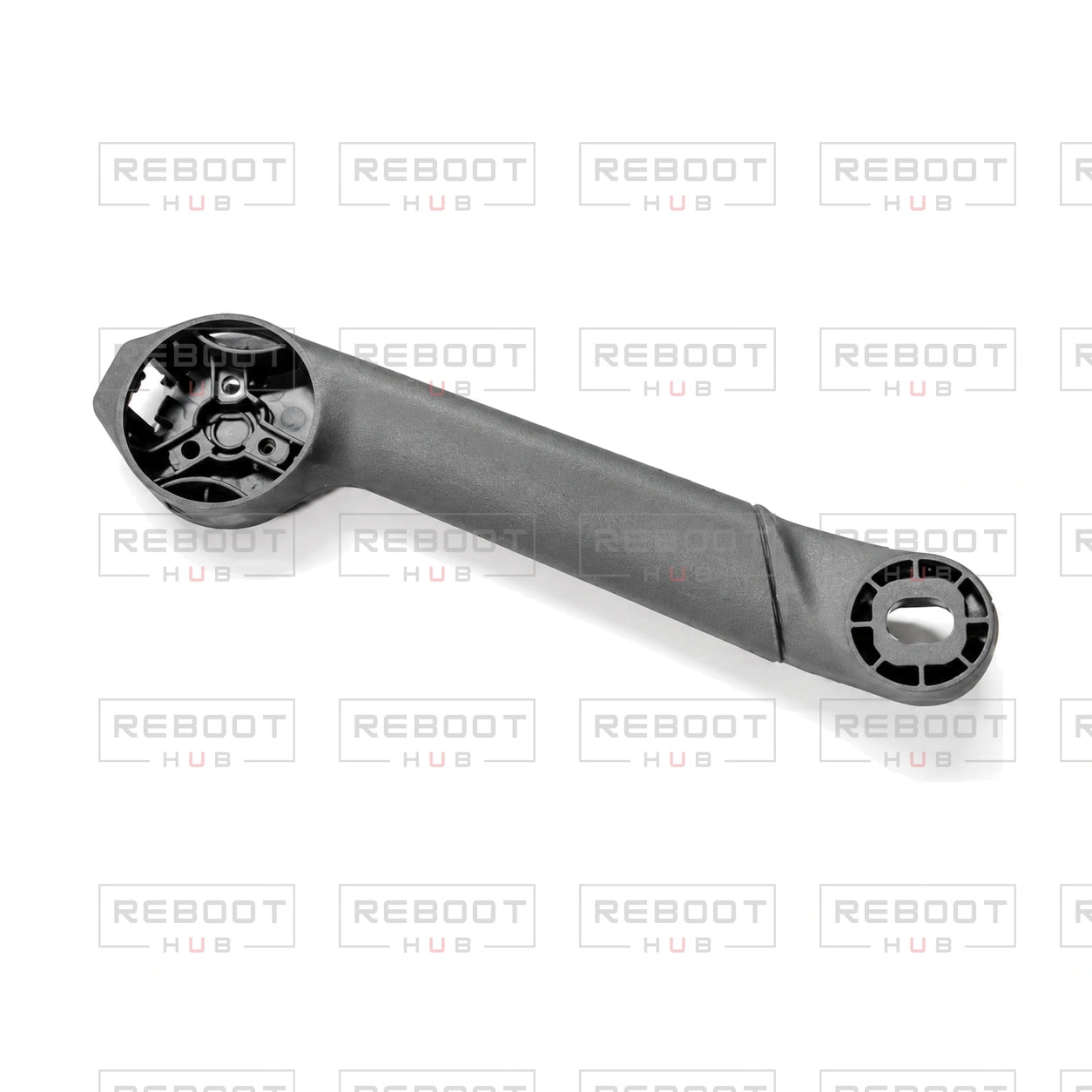OEM-pulled DJI Mini 5 Pro Rear Arm Shell Left on white with Reboot Hub watermark overlay
