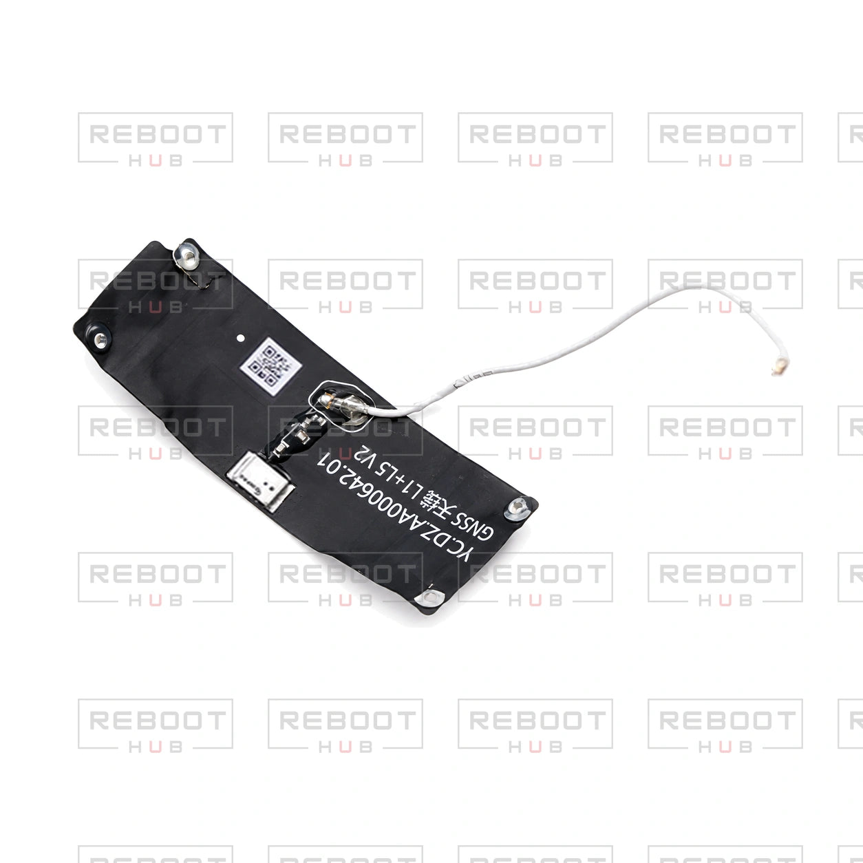 OEM-pulled DJI Mini 5 Pro GPS Module on white with Reboot Hub watermark overlay