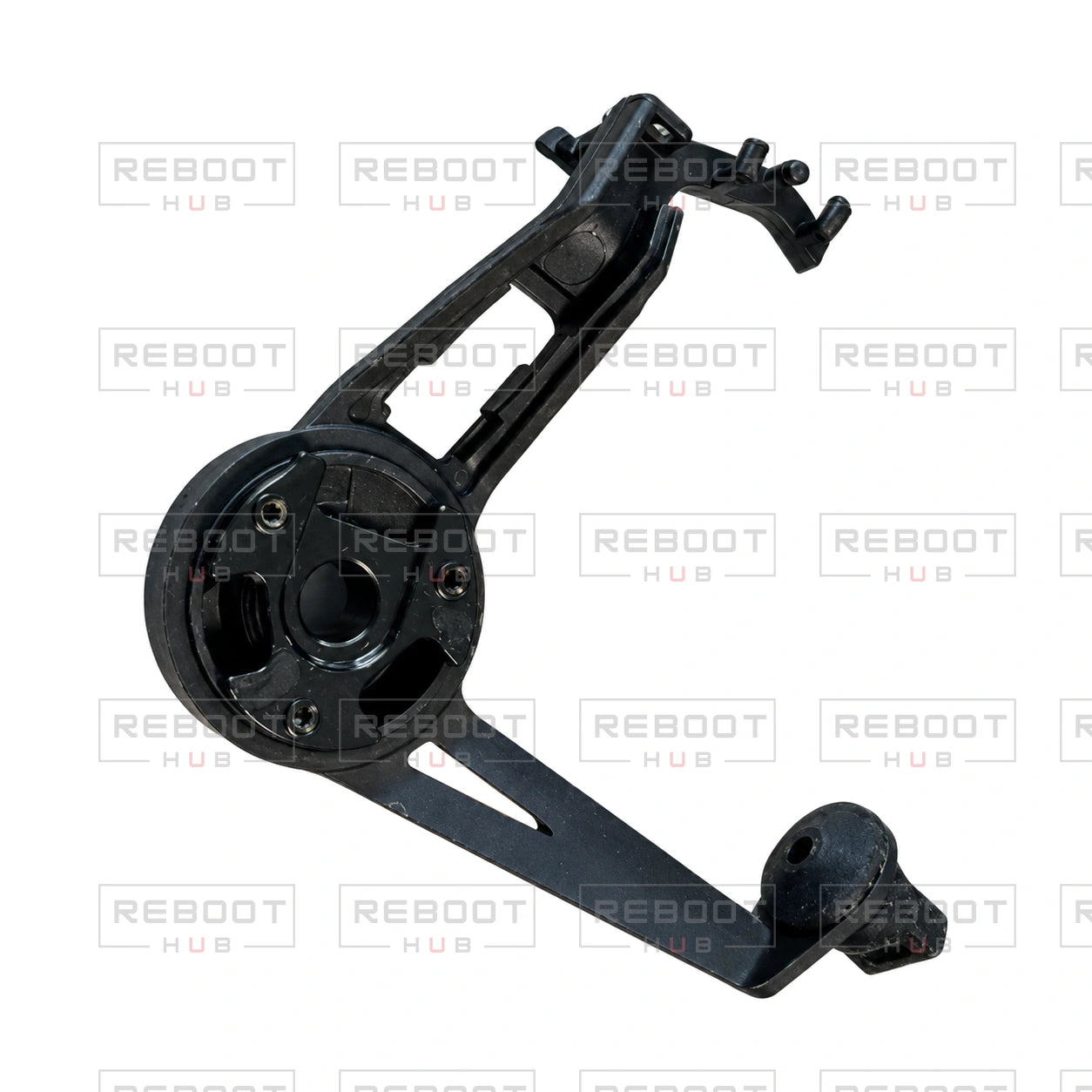 OEM-pulled DJI Mini 5 Pro Gimbal Pitch Motor Bracket on white with Reboot Hub watermark overlay