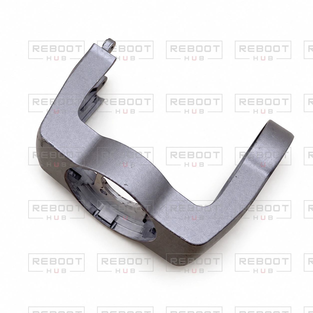 OEM-pulled DJI Air 2S Gimbal Lower Bracket on white with Reboot Hub watermark overlay — source view 2
