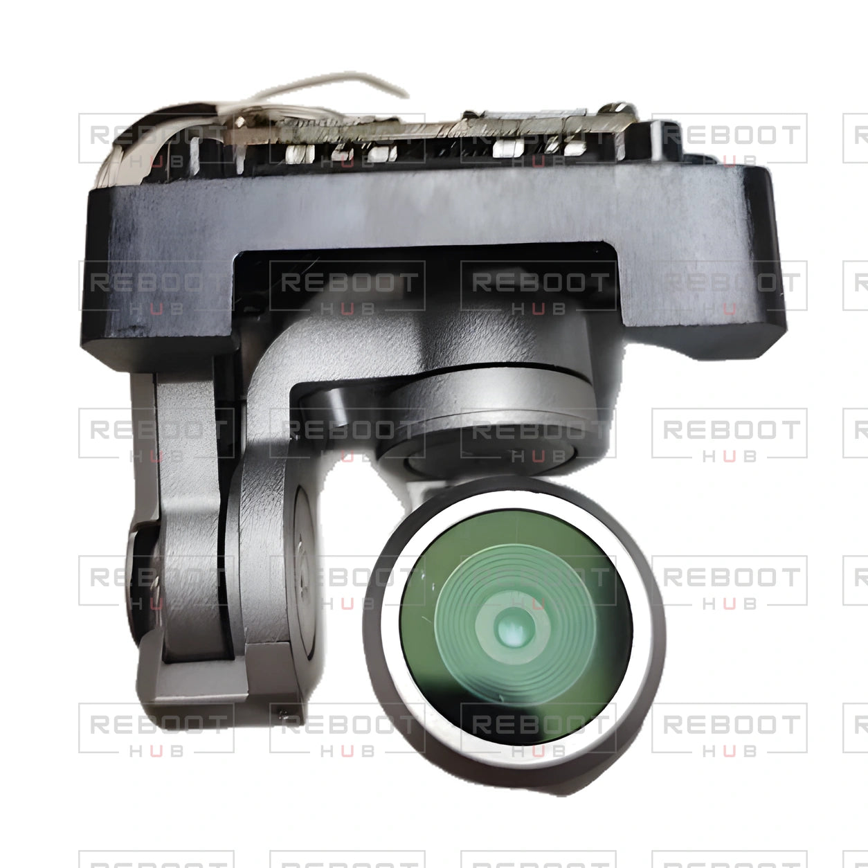 OEM-pulled DJI Mavic Pro / Mavic Pro Platinum Gimbal Camera Assembly, photographed view 40, on white with Reboot Hub watermark overlay