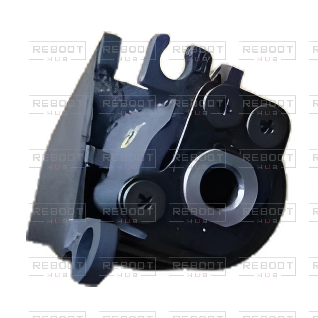 OEM-pulled DJI Mavic Pro Rear Arm Rotation Axis Right, photographed view 81, on white with Reboot Hub watermark overlay