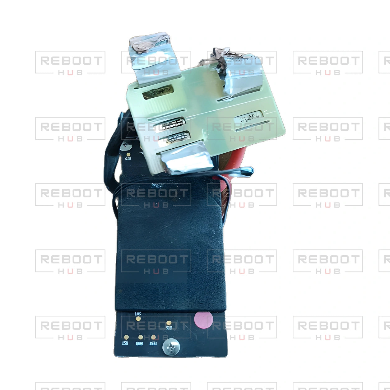 OEM-pulled DJI Mavic Pro / Mavic Pro Platinum Battery Motherboard, photographed view 94, on white with Reboot Hub watermark overlay