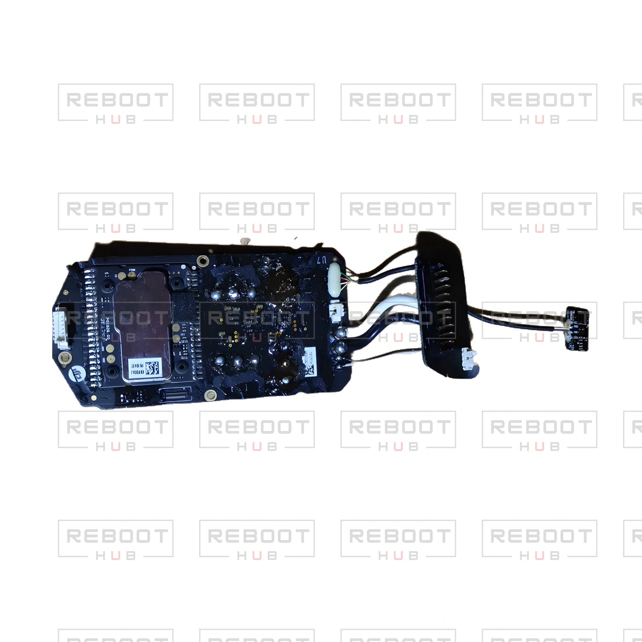 OEM-pulled DJI Mavic Pro Platinum ESC Board, photographed view 160, on white with Reboot Hub watermark overlay