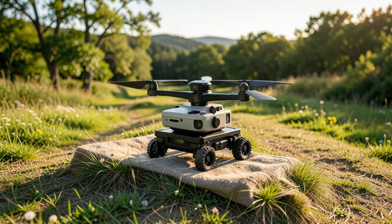 DJI Mini 3 Pro and Mini 4 Pro kits prepared for a Warsaw wedding venue review