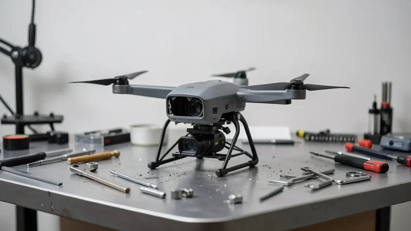 DJI drone on a service bench before region and language verification