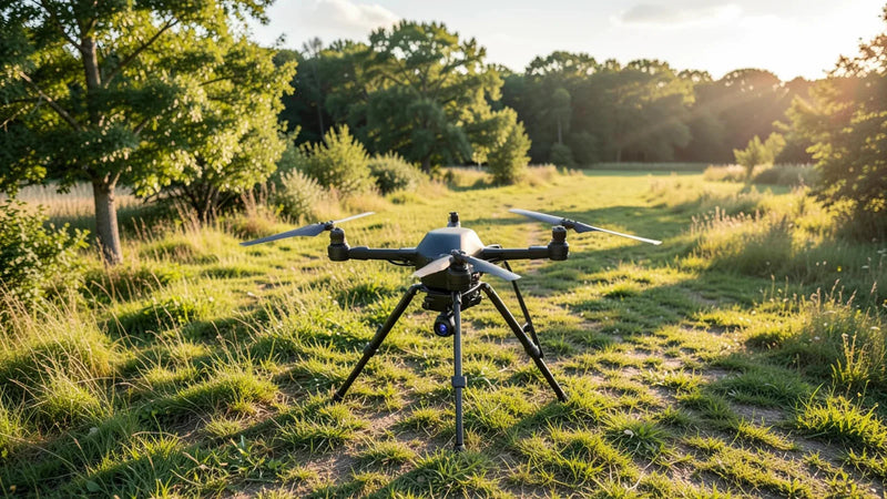 DJI drone in a rural flight environment before a Thai-interface compatibility review