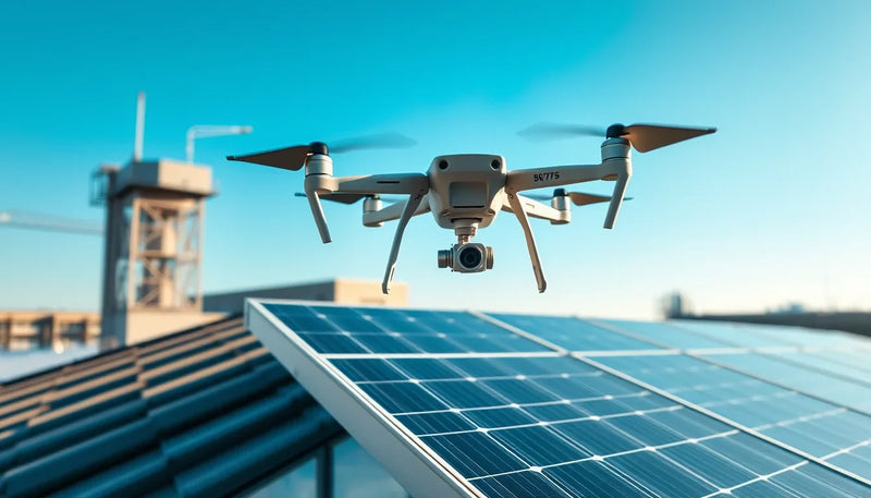 Hướng Dẫn Sử Dụng Drone Cho Người Mới Bắt Đầu Bằng Tiếng Việ - drone inspecting building roof solar panel