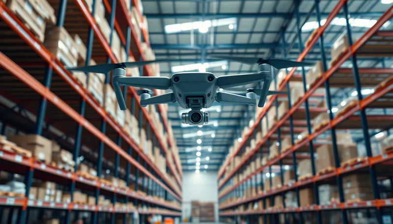 Flying DJI Mini 3 Pro Indoors in a Warehouse Without GPS Hov - drone flying inside warehouse shelving racks