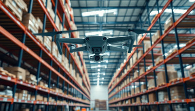 Flying DJI Mini 3 Pro Indoors in a Warehouse Without GPS Hov - drone flying inside warehouse shelving racks