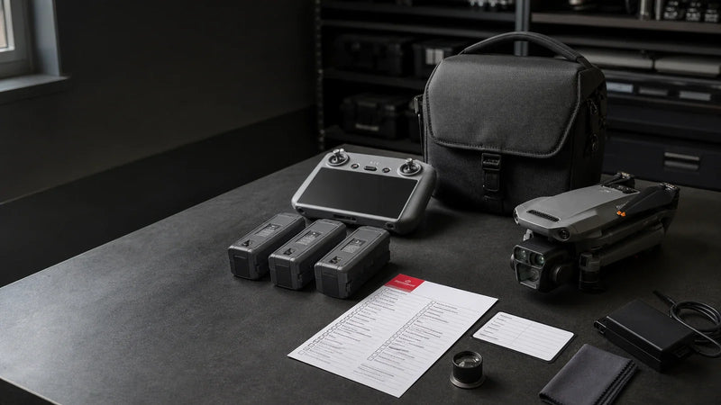 DJI Mavic 3 Pro kit, controller, batteries and inspection records prepared for an evidence-led purchase review