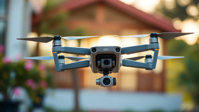 Plan de fotografía inmobiliaria con dron, kit documentado, notas de propiedad, límites de privacidad y alternativa de cámara desde tierra