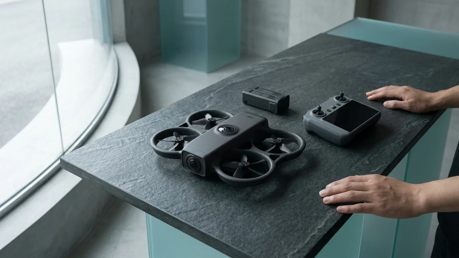 DJI Avata 360 dual-sensor aircraft documented at repair intake